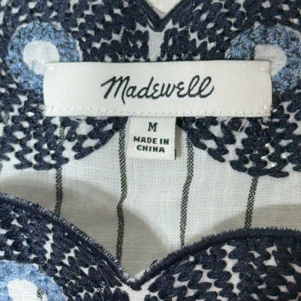 Madewell Striped Dress with Black Floral Neckline Dress Sz M - Picture 8 of 9